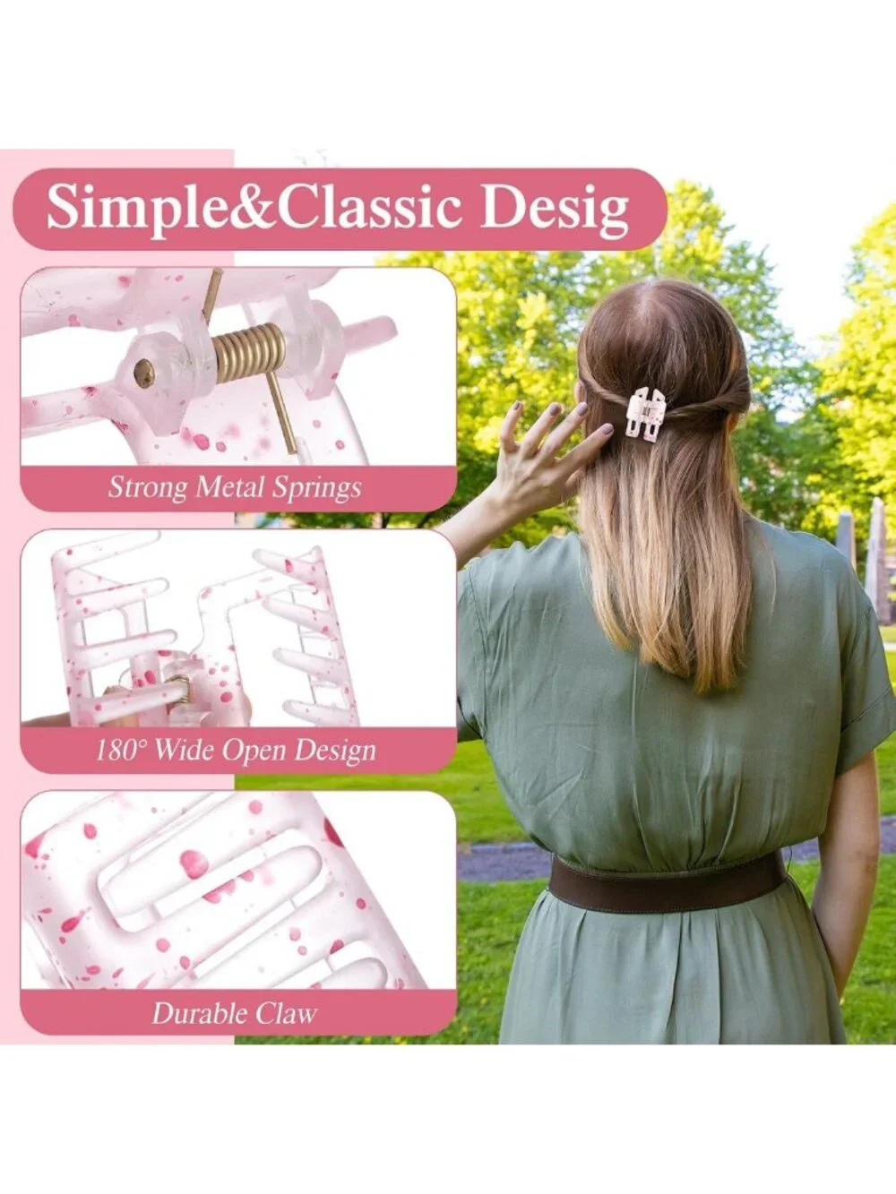 100 Pcs Medium Matte Claw Hair Clips - Nonslip Square Styling Accessories for